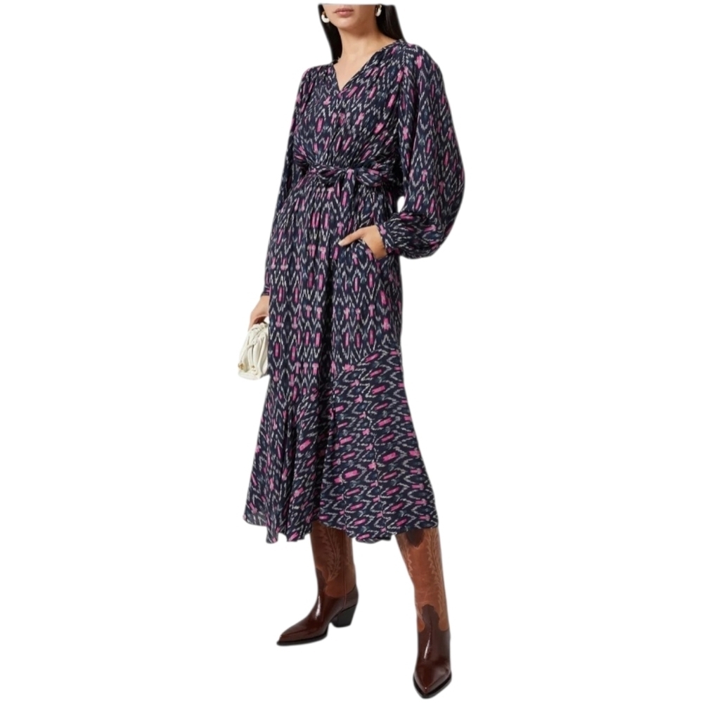 Isabel Marant Arbela City Vneck Midi Dress In Faded Night Ikat